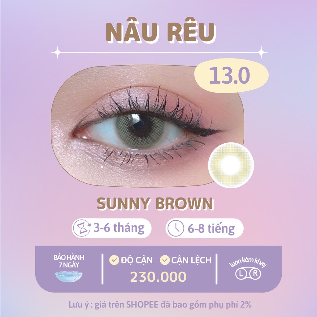 Kính áp tròng nâu rêu Sunny Brown - Made in Korea | Hạn sử dụng 3-6 tháng