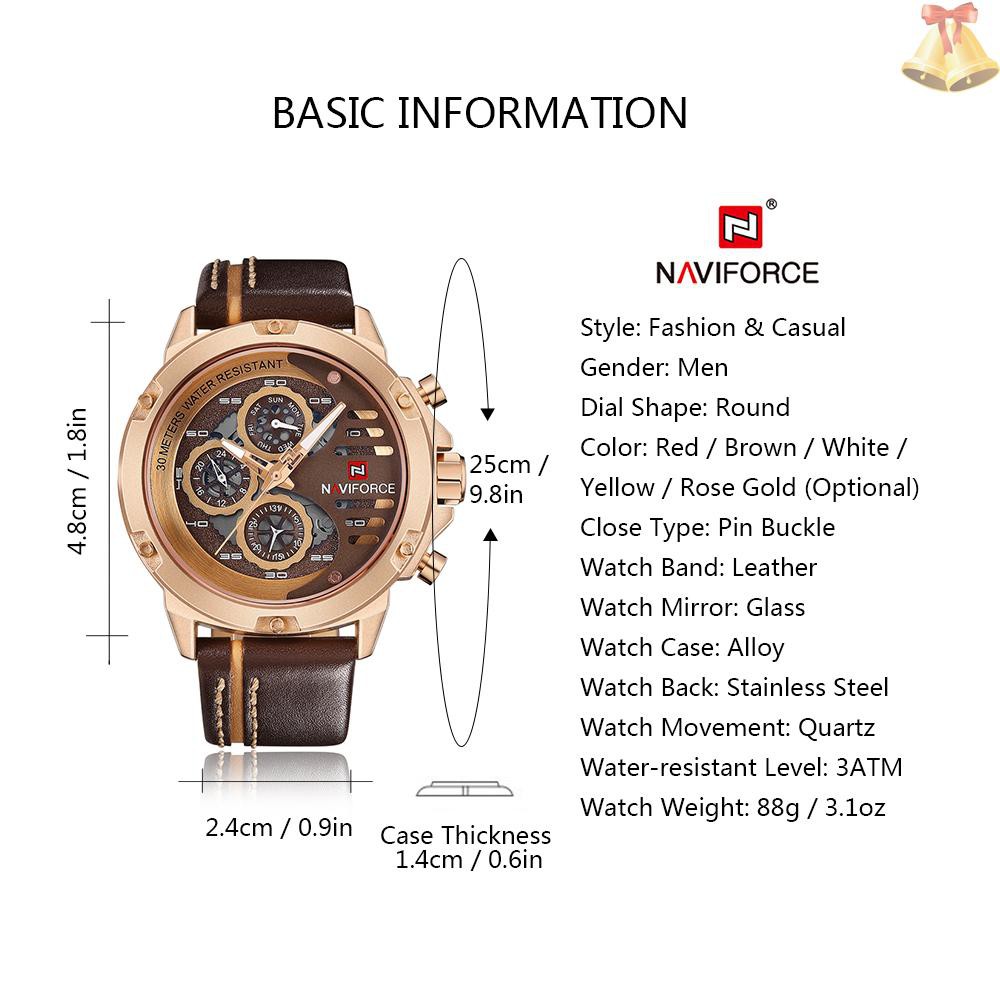 ONE NAVIFORCE Fashion Casual Quartz Watch 3ATM Water-resistant Men Watches Luminous Genuine Leather Wristwatch Male Relogio Musculino Calendar