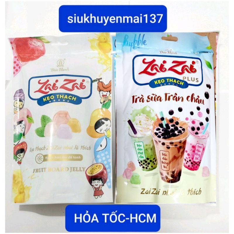 Thạch zaizai đức hạnh 2 loại  trà sữa _ trái cây túi 320 gr/hsd:7_8/22