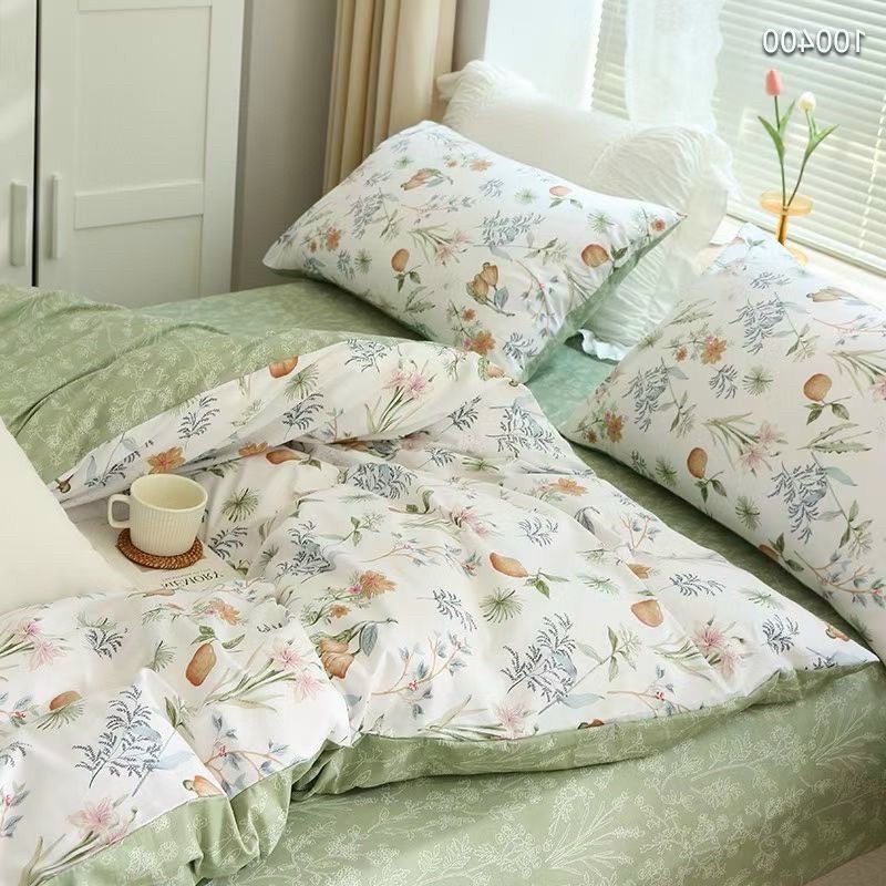 Bộ chăn ga gối cotton organic trái lê  SHOP vũ thị thơm