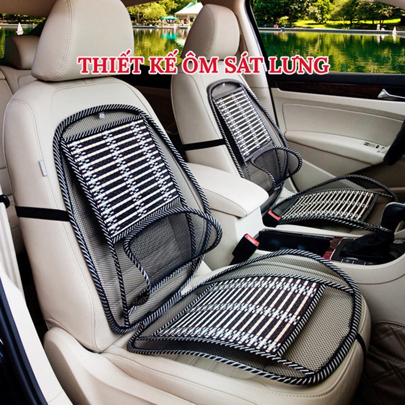 Bộ Lót Ghế Tựa Lưng Ô Tô, Ghế Văn Phòng Lưới Trúc Massage Lưng Chống Mỏi, Chống Nóng Hiệu Quả CARZONE.TOP