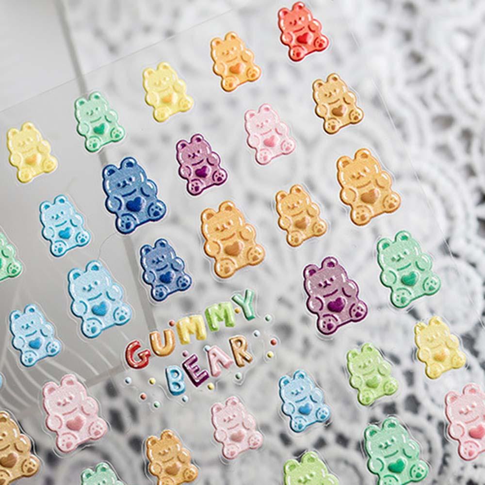 Miếng Dán Trang Trí Móng Tay 5D Siêu Mỏng Hình Gấu Gummy DIY
