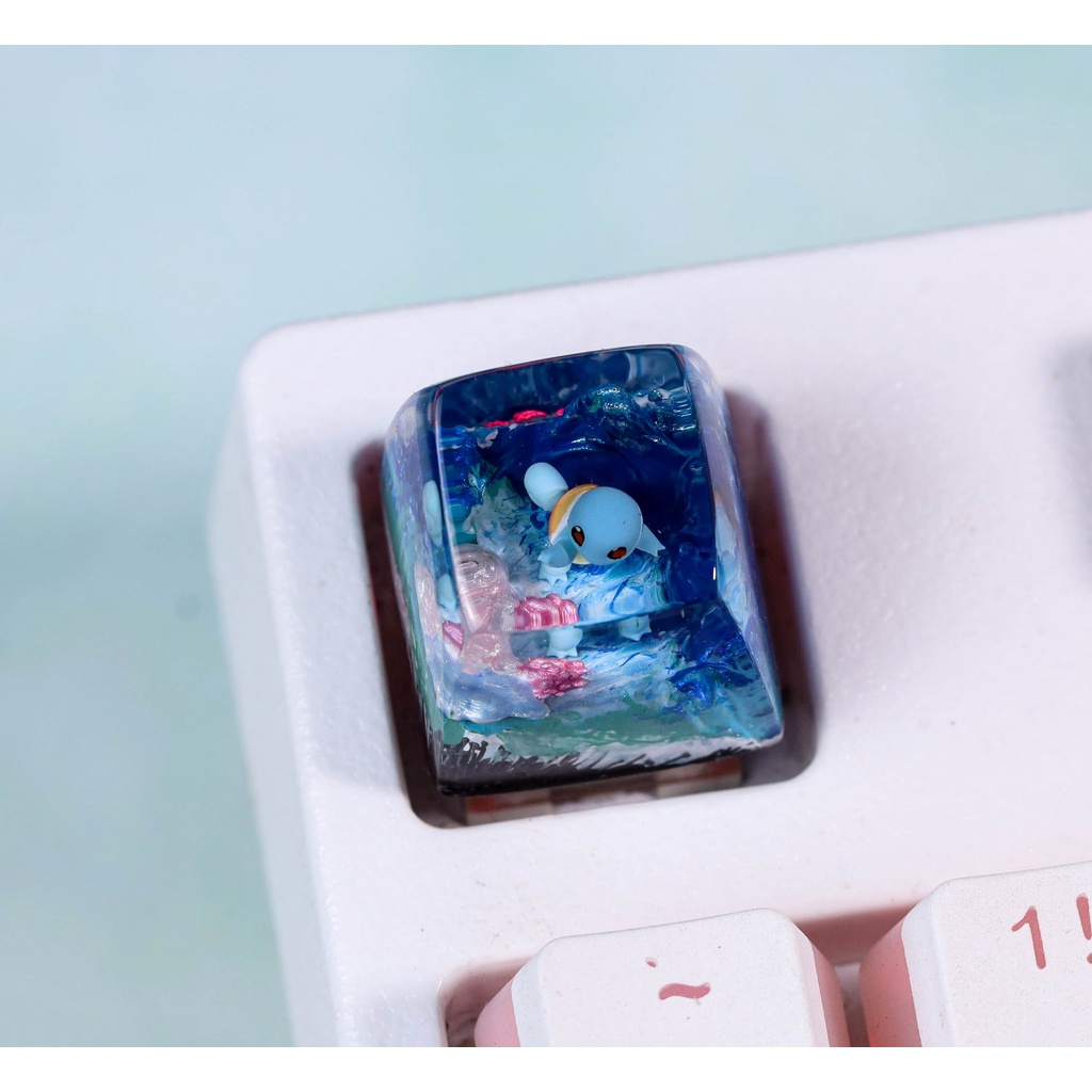 Keycap POKEMON Squirtle, keycap lẻ cho bàn phím cơ, keycap artisan, SA profile, phù hợp với mọi bàn phím cơ tiêu chuẩn