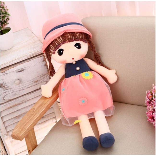 Búp bê cô gái 42cm - 45cm váy hoa màu hồng