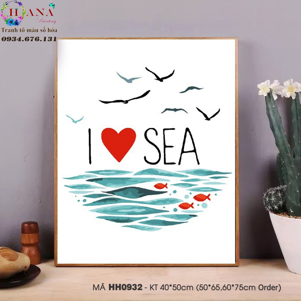 [ THANH LÝ 99K ] Tranh sơn dầu số hóa tự tô màu theo số - I sea [Có khung kt40*50cm] - 201