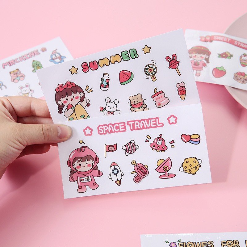 Miếng sticker hình dán cute trang trí dán sổ, dán laptop, dán mũ bảo hiểm DL02 WARM