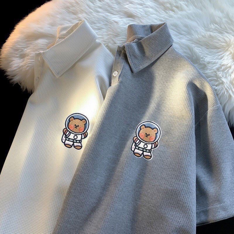 Áo thun polo tổ ong Phi Hành Gia phong cách unisex dành cho nữ cá tính Trend đi chơi, dạo phố Hàn Quốc