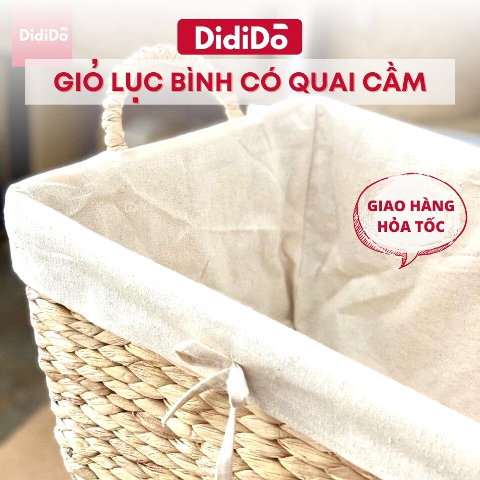 Giỏ lục bình H20 có quai cầm kèm lót