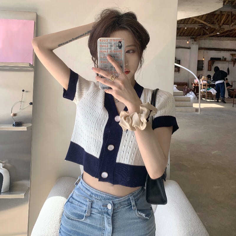 Áo cardigan BH tay ngắn bằng vải lụa lạnh mỏng thời trang mùa hè sành điệu cho nữ 2021