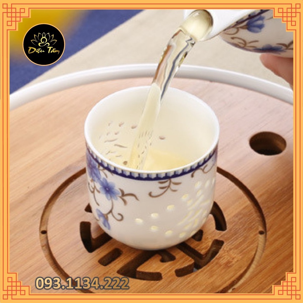 Bộ ấm chén trà gốm hoa vẽ tay cổ điển