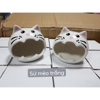 Nhà ngủ sứ hamster - Sứ mèo trắng