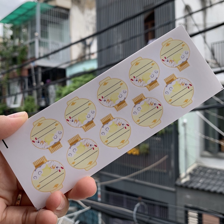 Tem Dán, Nhãn Nhân Bánh Trung Thu - Mẫu Lồng Đèn, Hàng In Sẵn, Sáng Đẹp