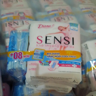 Hàng tặng bộ 6 gói Băng vệ sinh Diana Sensi siêu mỏng cánh gói 8 miếng