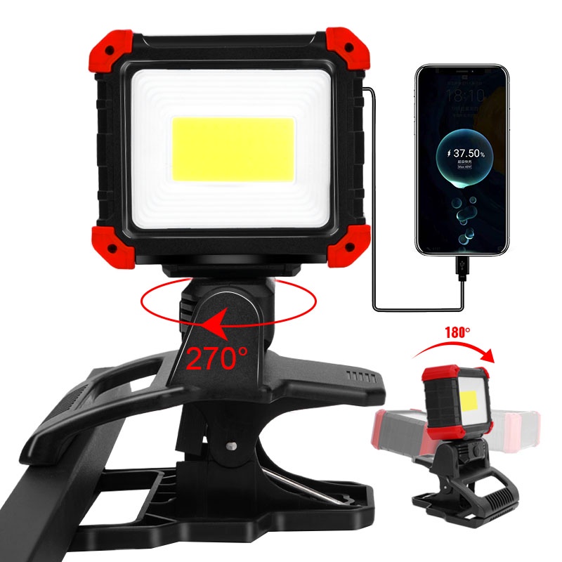 Đèn Làm Việc Có Thể Sạc Lại,270° Đèn Led COB Siêu Sáng Có Kẹp Nam Châm Siêu Sáng Đa Ứng Dụng Sửa Chữa Xe Hơi/Đi Cắm Trại