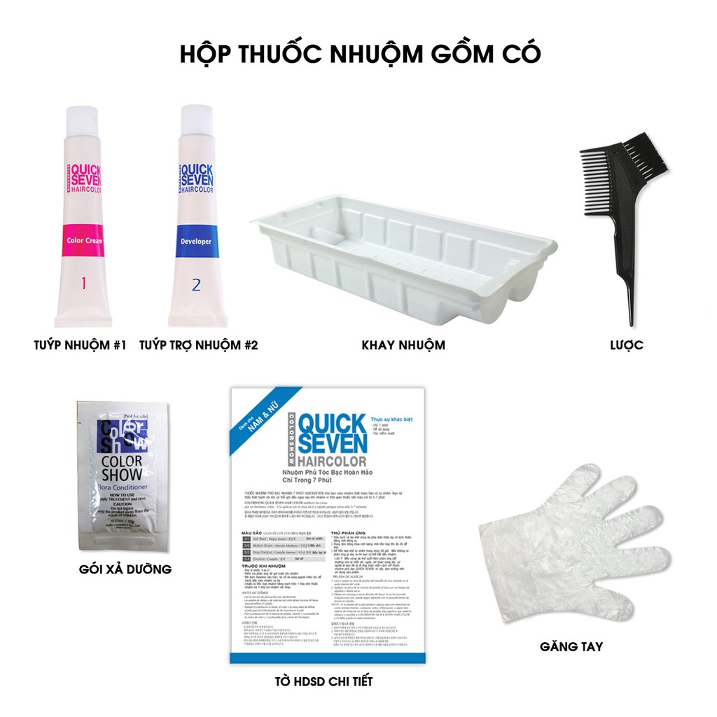 Nhuộm phủ bạc nhanh 7 phút QUICK SEVEN S5 Nâu vừa Hàn Quốc