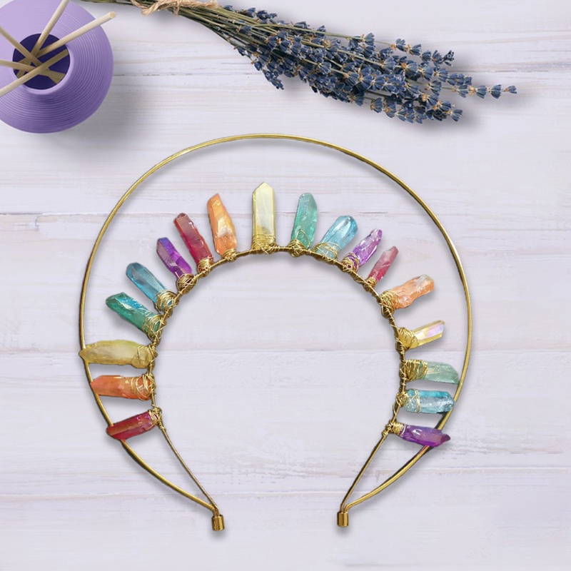 Băng Đô Cài Tóc Hình Vương Miện Đính Pha Lê Nhiều Màu Sắc Phong Cách Cổ Điển DIY