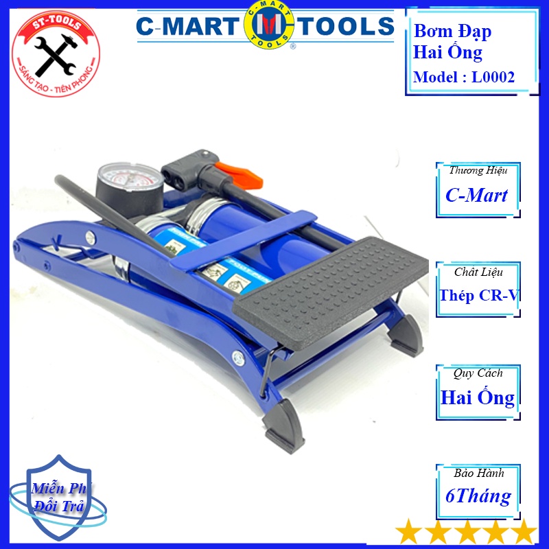 Bơm đạp chân L0002  Cmart 2 ống đa năng , bơm xe máy,xe đạp,xe hơi nhập khẩu