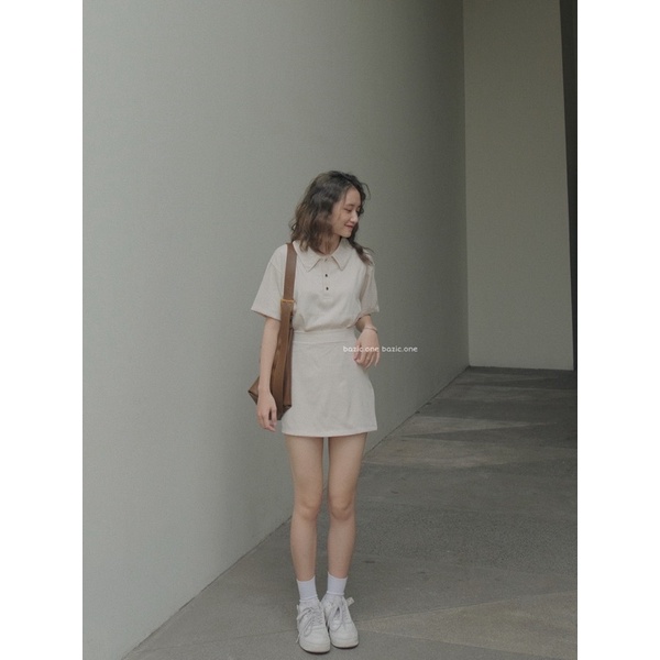 Set áo polo kèm chân váy chữ A nhiều màu Bazic one