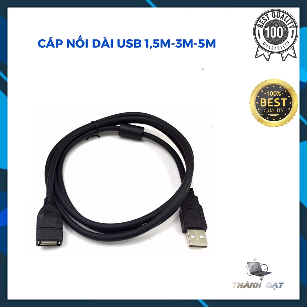 Cáp nối dài USB 1.5m, 3m, 5m - Chuẩn 2.0 có cục chống nhiễu