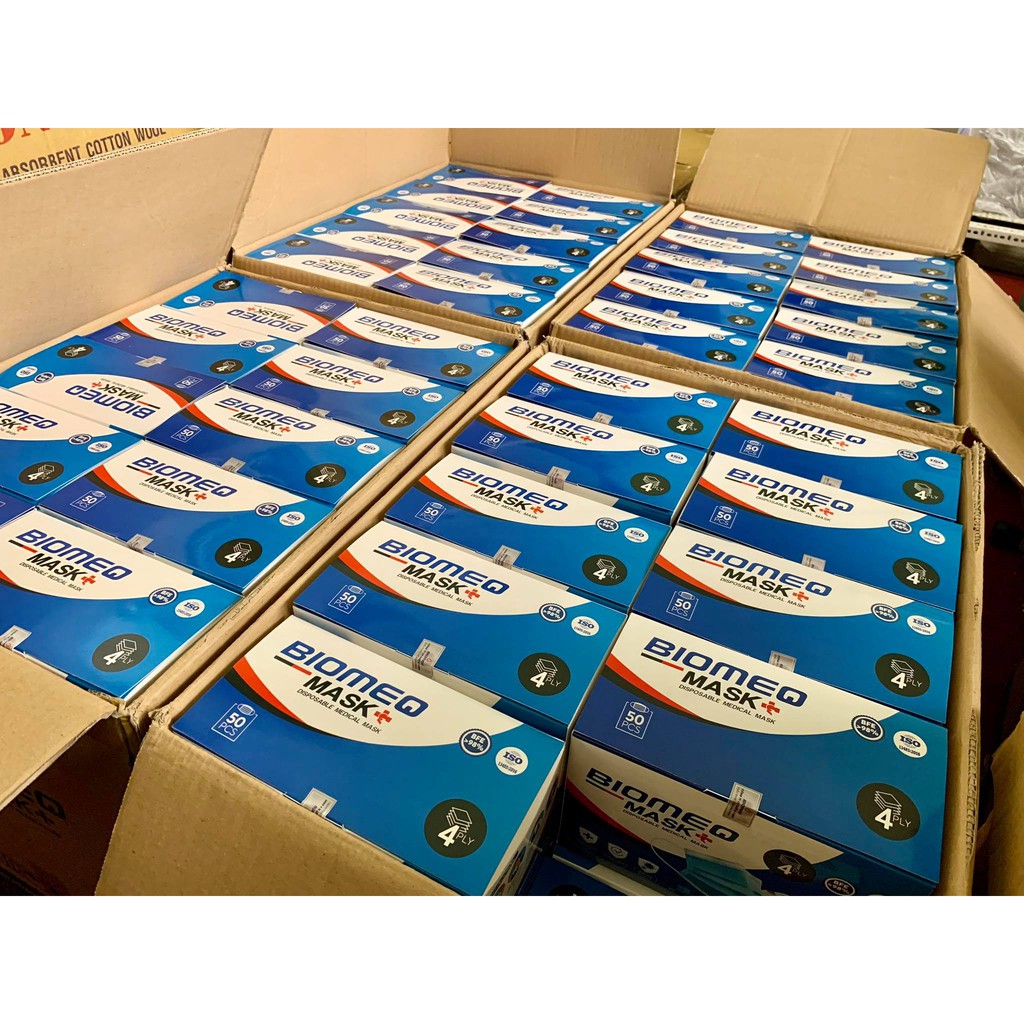 KHẨU TRANG Y TẾ KHÁNG KHUẨN 4 LỚP BIOMEQ MASK+ MÀU TRẮNG XANH XÁM
