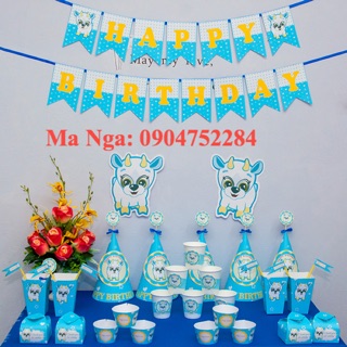Bộ trang trí sinh nhật dê con 72 món(chủ đề 12 con giáp)