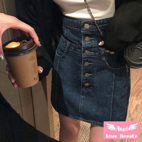 [Bán Chạy] ~ 2022 Chân Váy Denim Ngắn Dáng Chữ a Eo Cao Ôm Hông Một Hàng Nút Cài Phong Cách Hàn Quốc Hợp Thời Trang Mùa Hè Mới Cho Nữ