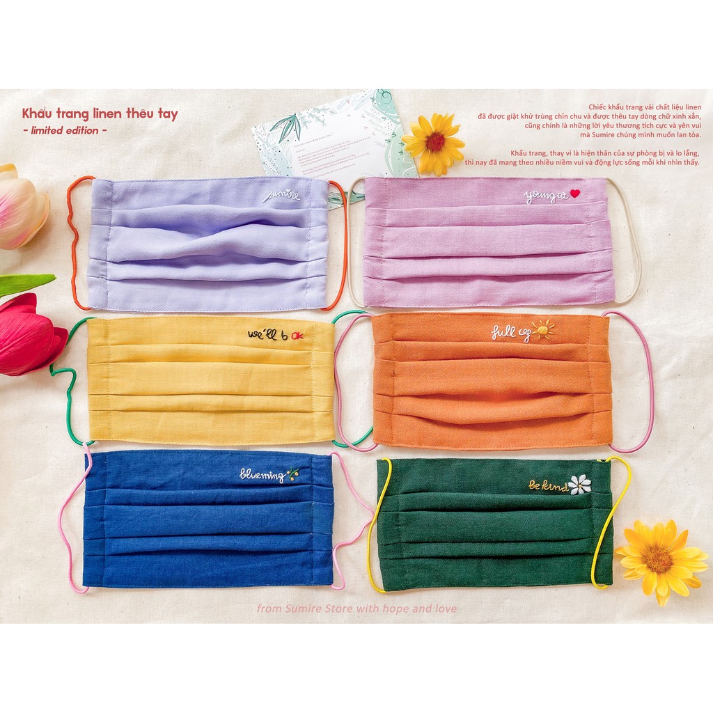 Khẩu trang linen thêu tay limited | BigBuy360 - bigbuy360.vn