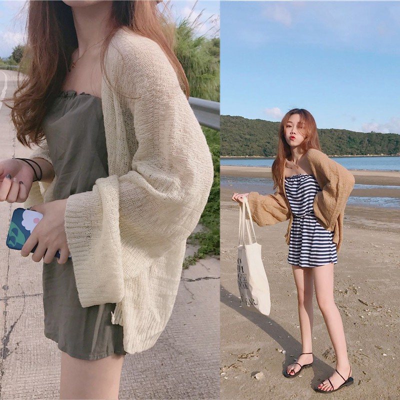 Áo khoác Cardigan len mỏng phong cách Hàn Quốc