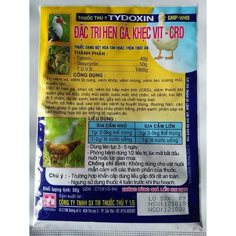 Tydoxin 50G Sử Dụng cho Trâu Bò Heo Gà Vịt Chim
