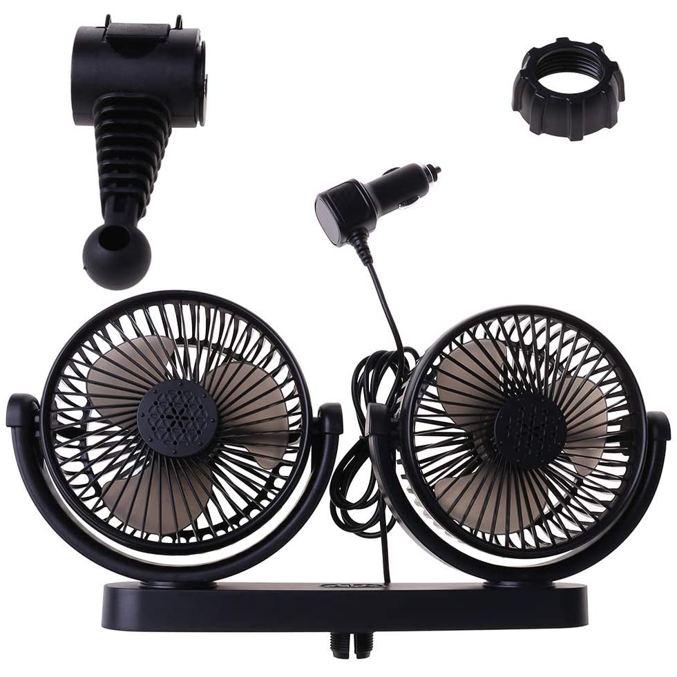 Quạt Làm Mát Hai Đầu Xoay 360 Độ Tiếng Ồn Thấp Dễ Điều Chỉnh Cho Xe Hơi
