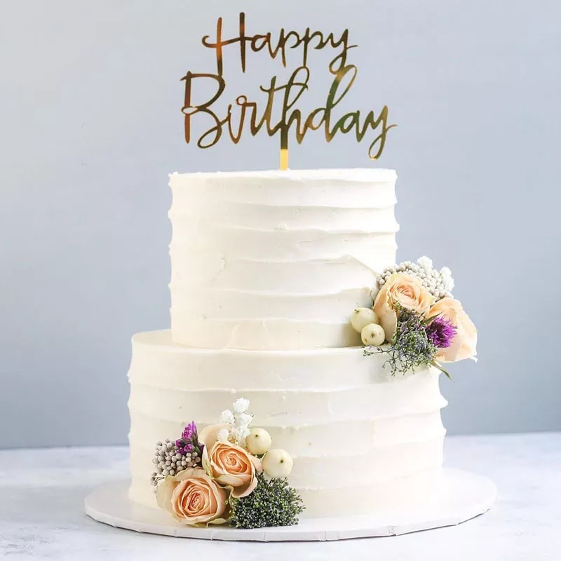 Phụ kiện trang trí bánh kem sinh nhật bằng acrylic màu đen hình chữ Happy Birthday