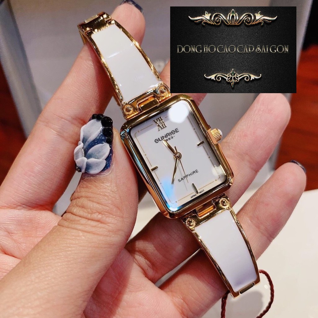Đồng hồ nữ sunrise chính hãng kiểu lắc tay , mặt vuông , size 30mm
