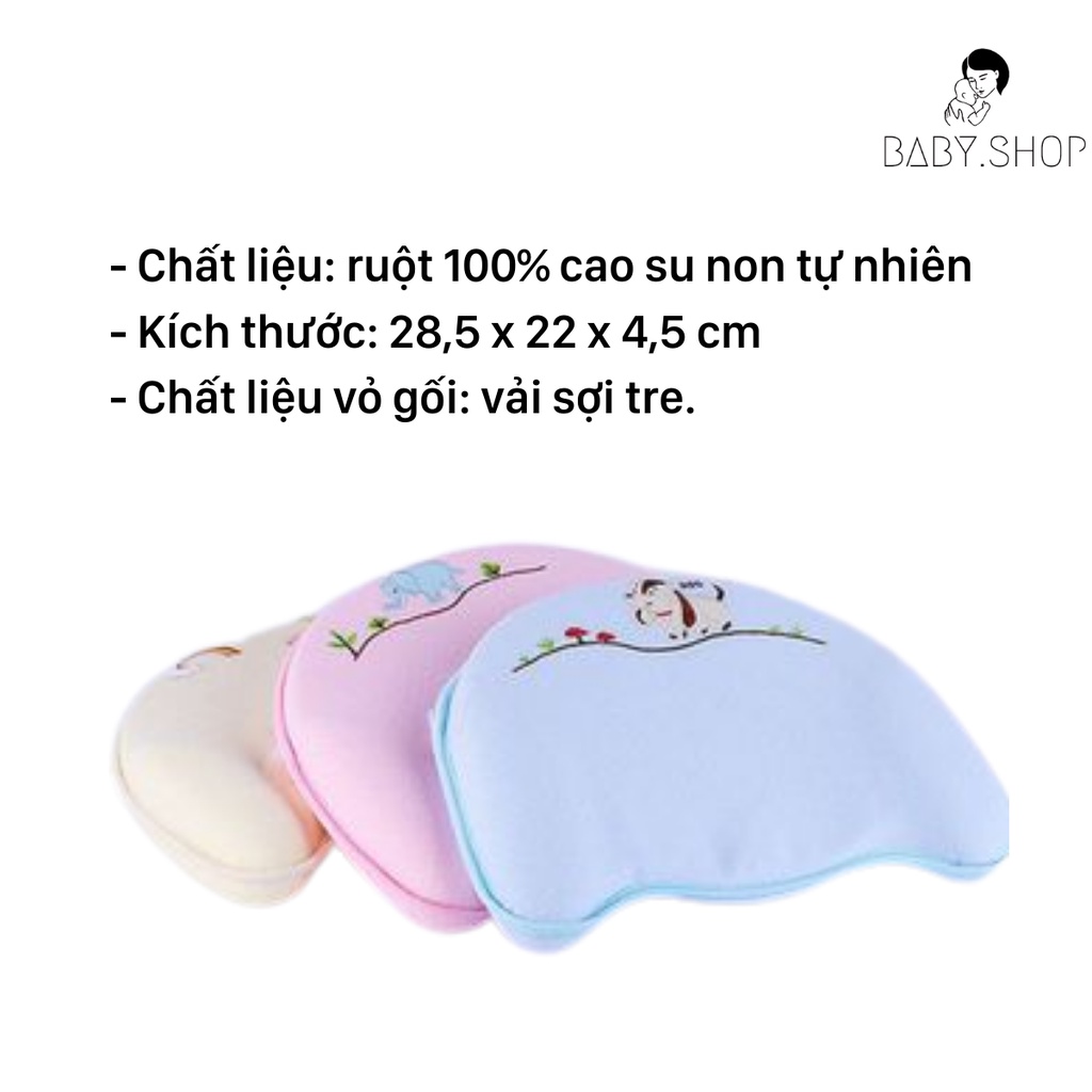 Gối Cao Su Non Cho Bé, Gối Chống Bẹp Đầu, Méo Đầu Cho Bé Thương Hiệu Babymoov Hàng Chính Hãng Mềm Mại Chỉ Thêu