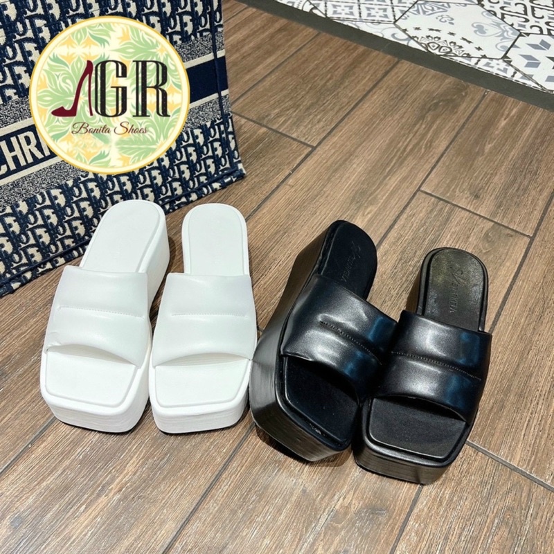 Dép xuồng phồng viền giữa HNH cao 7 cm da mềm