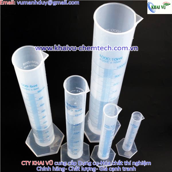 Ống đong NHỰA chia vạch xanh, chịu nhiệt đong thể tích 10ml 25ml 50ml 100ml 250ml