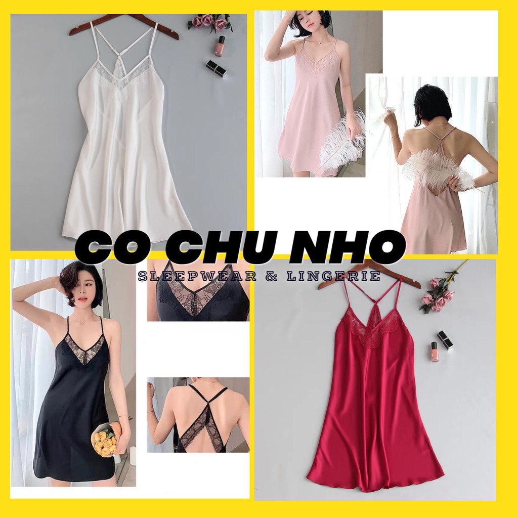 ♥️[Q11.HCM] ♥️[LL190]Váy ngủ lụa satin Quảng Châu - Đầm ngủ sexy phi lụa phối ren - Cô chủ nhỏ chuyên sỉ