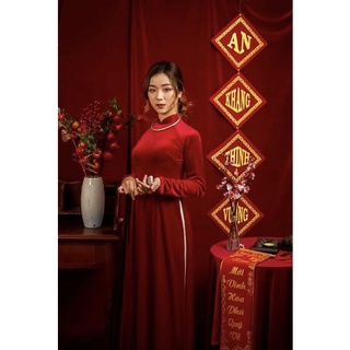 áo dài nhung đỏ cao cấp ảnh thật shop tự chụp cam thường