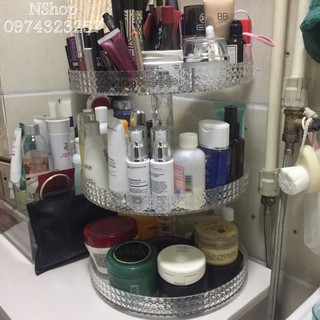 [CÓ SẴN] Khay đựng mỹ phẩm diamond tròn 3 tầng