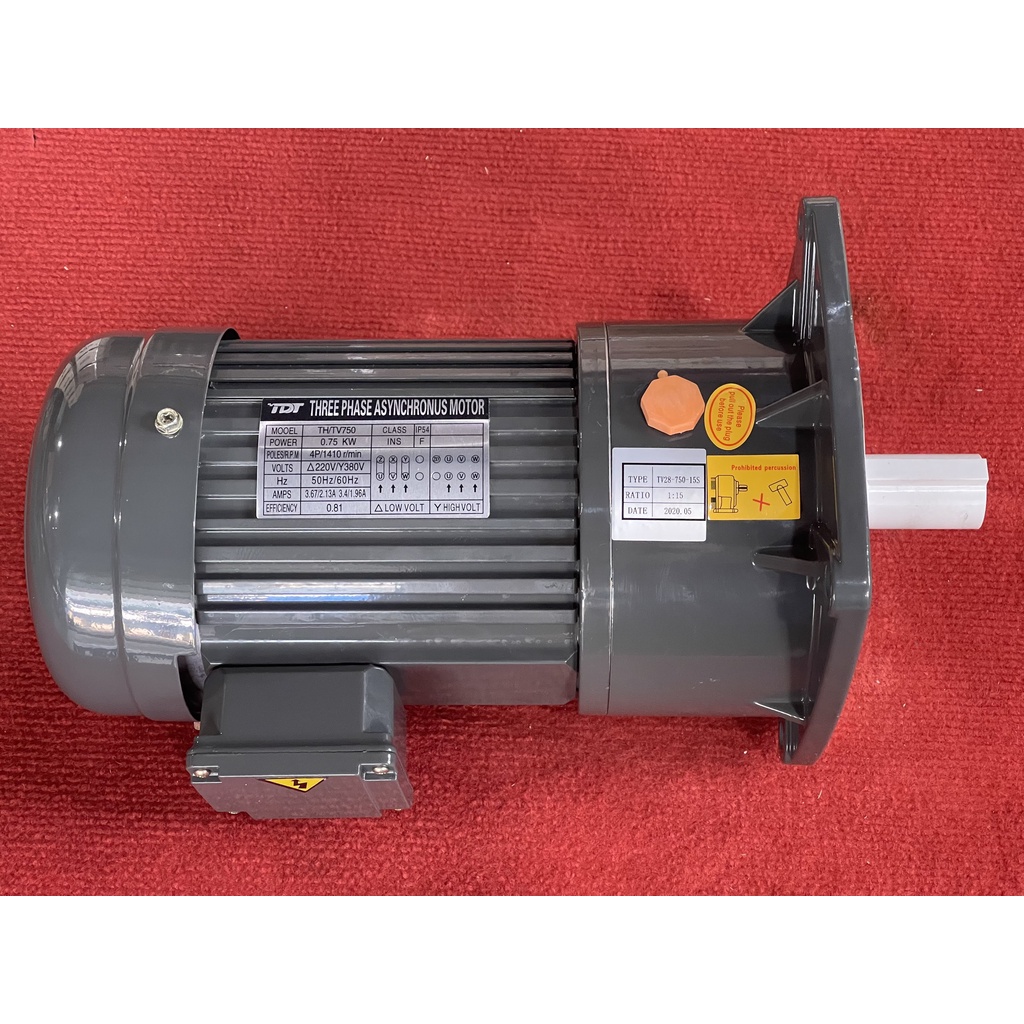 Motor giảm tốc mặt bích 0.75kw 1HP cam kết dây đồng - 3pha-1/15 -cốt 28