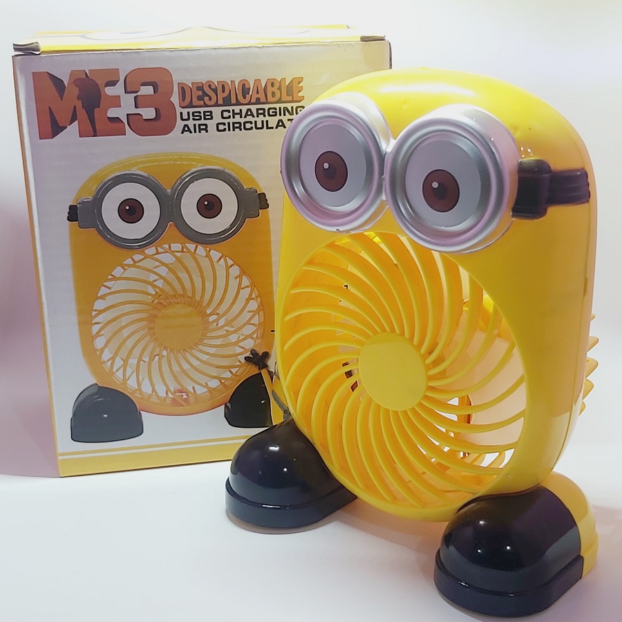 Quạt Sạc pin và xài trực tiếp Hình Minion CYX-8736 2 tốc độ gió - quat sac dien - quạt mini