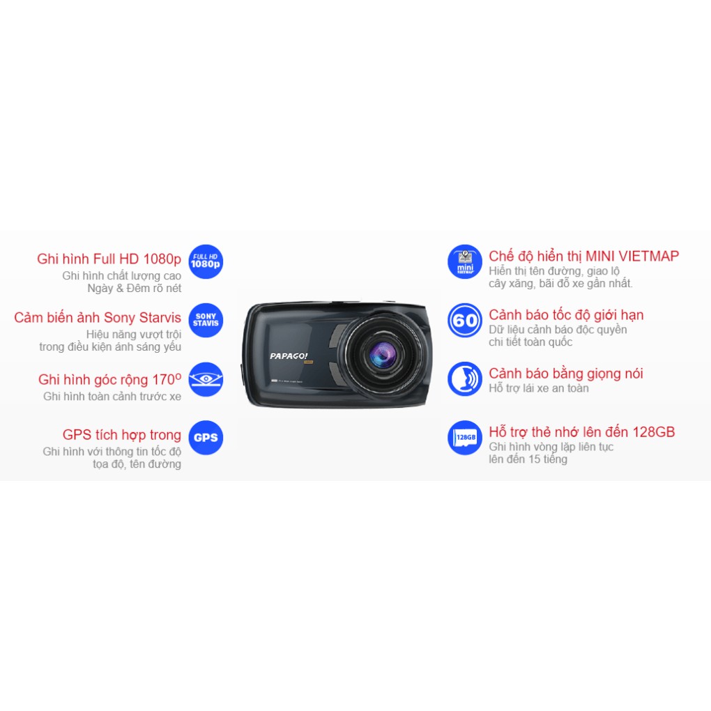 [Hỗ Trợ Lắp Đặt Miễn Phí Tận Nơi] CAMERA HÀNH TRÌNH VIETMAP PAPAGO S70G + PAPAGO S1 BẢO HÀNH 12 THÁNG | BigBuy360 - bigbuy360.vn