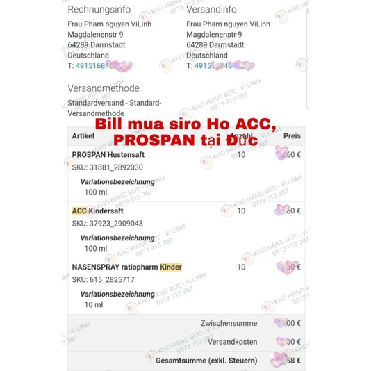 (Bill Đức + bay Air) Đồ uống Siro Acc Đức 150ml Date mới