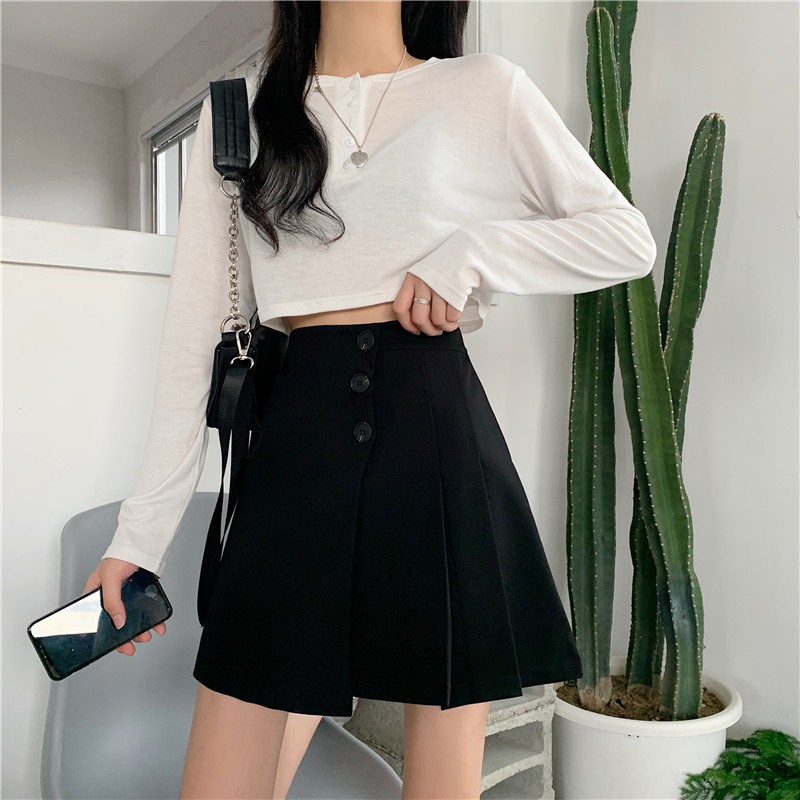 Xiaozhainv Chân váy chữ A thiết kế xếp ly phong cách thời trang Hàn Quốc xinh xắn cho nữ | BigBuy360 - bigbuy360.vn