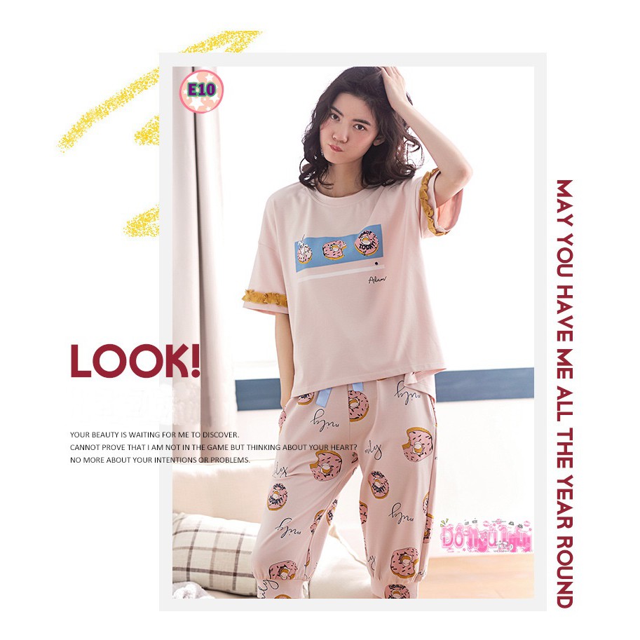 Bộ Pijama CộcTay Mã E10 (cotton Mềm Mịn)