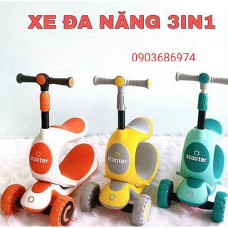 Xe chòi chân, bập bênh, xe trượt Scooter cao cấp 3 in 1 dành cho bé yêu