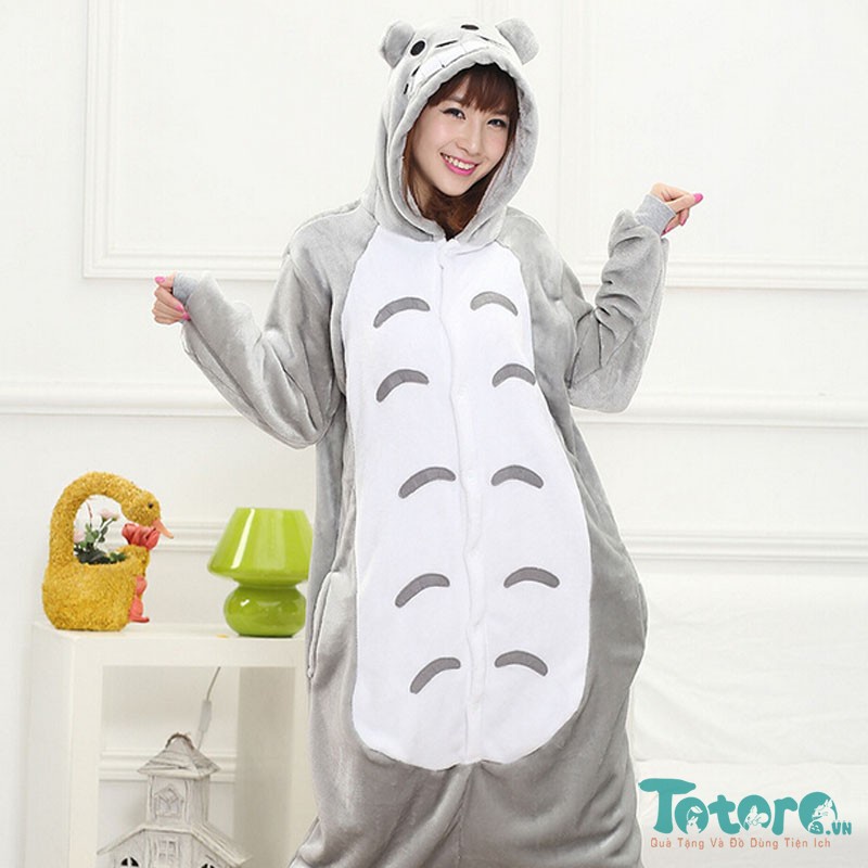 Bộ đồ liền thân Totoro xám nhạt (Người lớn + Trẻ em+ Em bé)