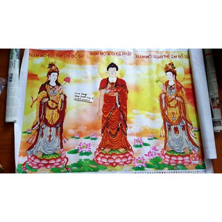 Tranh đá TAM THẾ PHẬT(đã đính)1m14x83cm