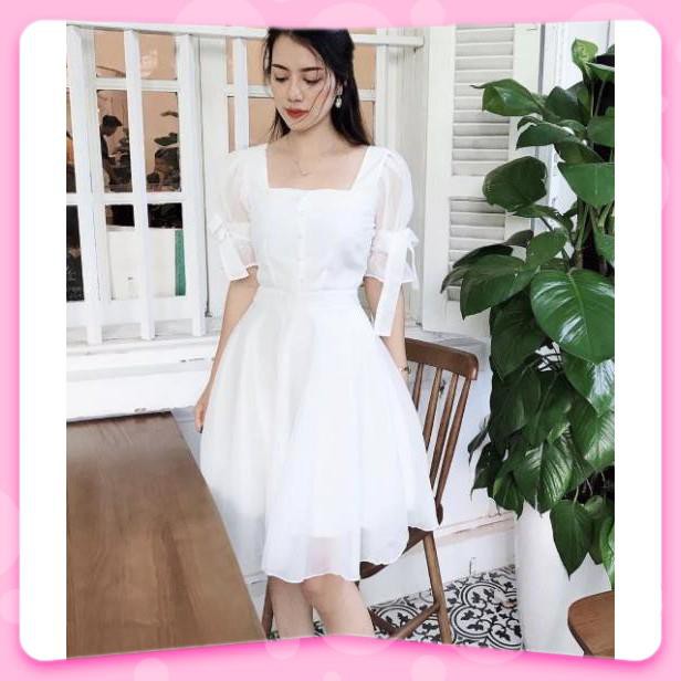 Đầm Nữ, Đầm trắng dự tiệc tay nơ xinh xắn V | BigBuy360 - bigbuy360.vn