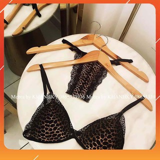 🍁freeship 🍁bộ bra màu da beo quần dây sexy