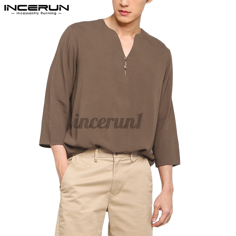 Áo Thun INCERUN Tay Lỡ Cổ Chữ V Thời Trang Nam | BigBuy360 - bigbuy360.vn